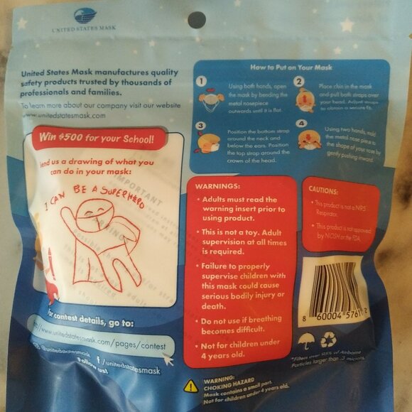 Child Size / Kids Face Masks - 3 Packs - New, Sealed - 30 masks total - Picture 3 of 4